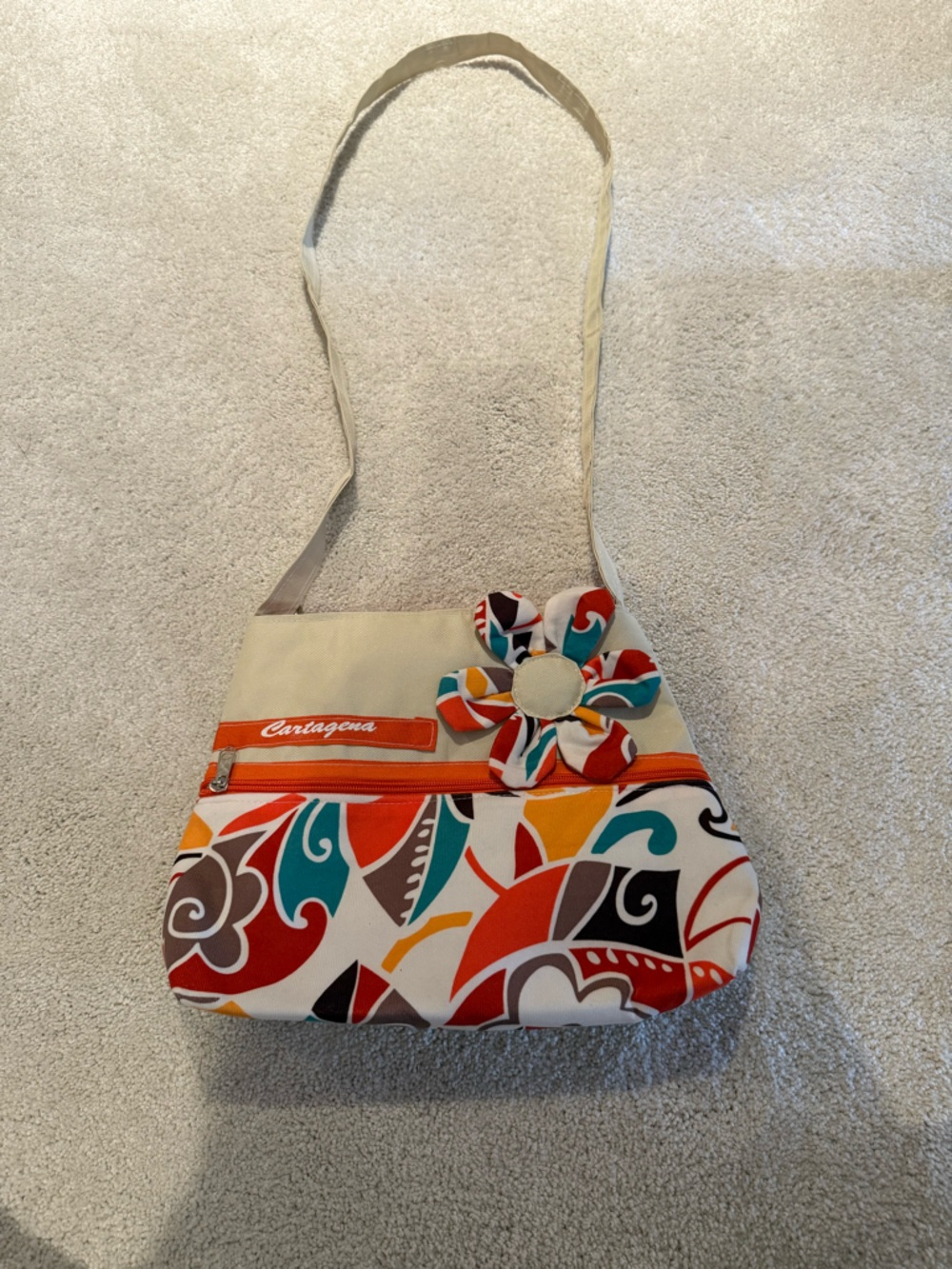 Handmade Multicolor Floral Canvas Shoulder Bag from Cartagena